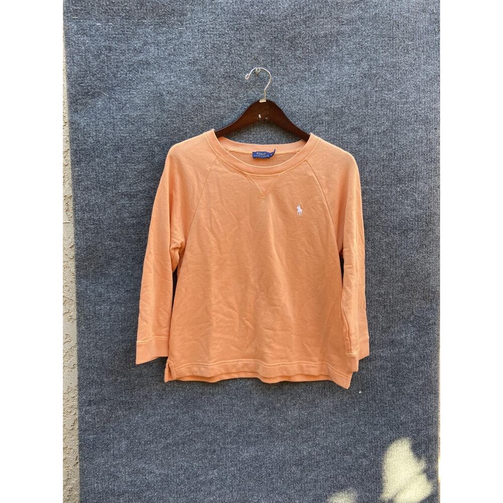 Polo Ralph Lauren Sweater Mens Medium Orange Crewneck Pullover Pony Logo Classic